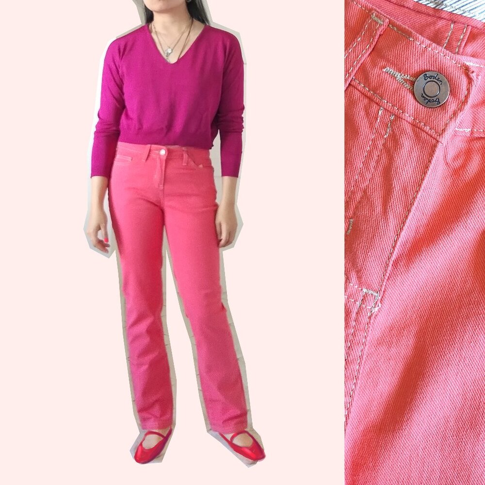 Boden Salmon Pink Denim Slim Straight Pants Jeans 28" waist S-M